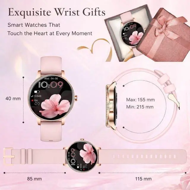 Alt view image 3 of 7 - Smart Watches for Women Answer/Make Call,1.27" HD Fitness Tracker for Android iPhone,Heart Rate SpO2 Sleep Monitor,IP68 Waterproof Digital Watch,100+ Sports Activity Trakcer Rose Gold