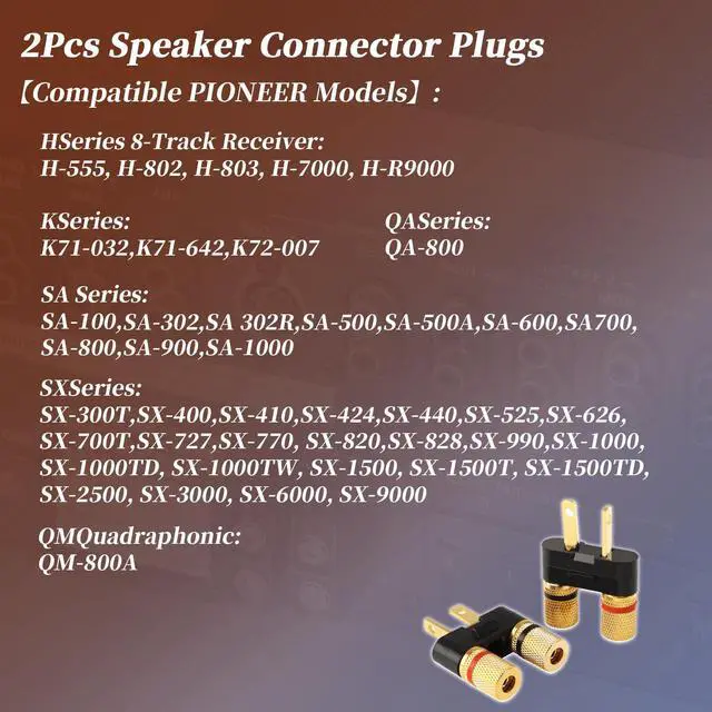 Alt view image 2 of 7 - 2Pcs Vintage Receiver Speaker Banana Jack Plug Connectors | Fit for Pioneer Speaker SX-626 727 820 828 990 6000,Dual Connection Design,Speaker Wire Or Standard 4mm Banana Plugs