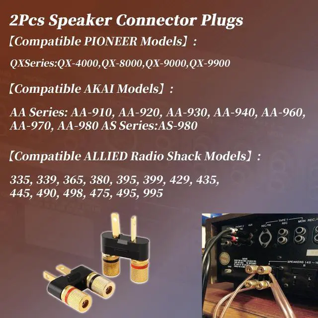 Alt view image 3 of 7 - 2Pcs Vintage Receiver Speaker Banana Jack Plug Connectors | Fit for Pioneer Speaker SX-626 727 820 828 990 6000,Dual Connection Design,Speaker Wire Or Standard 4mm Banana Plugs