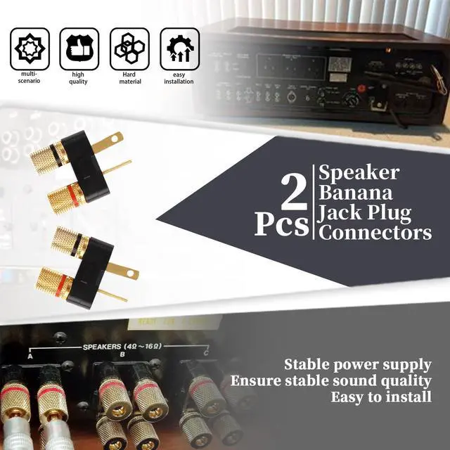 Alt view image 4 of 7 - 2Pcs Vintage Receiver Speaker Banana Jack Plug Connectors | Fit for Pioneer Speaker SX-626 727 820 828 990 6000,Dual Connection Design,Speaker Wire Or Standard 4mm Banana Plugs
