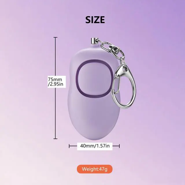 Alt view image 4 of 6 - 130dB Portable Personal Alarm 2-Pack for Self Defense, Rechargeable Keychain with Strobe Light, USB-C Charging SOS Siren for Women, Elderly, Teens, College Students (Black+Purple)