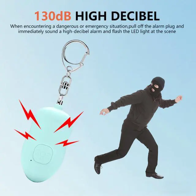 Alt view image 2 of 6 - 130dB Portable Personal Alarm 2-Pack for Self Defense, Rechargeable Keychain with Strobe Light, USB-C Charging SOS Siren for Women, Elderly, Teens, College Students (Black+Blue)
