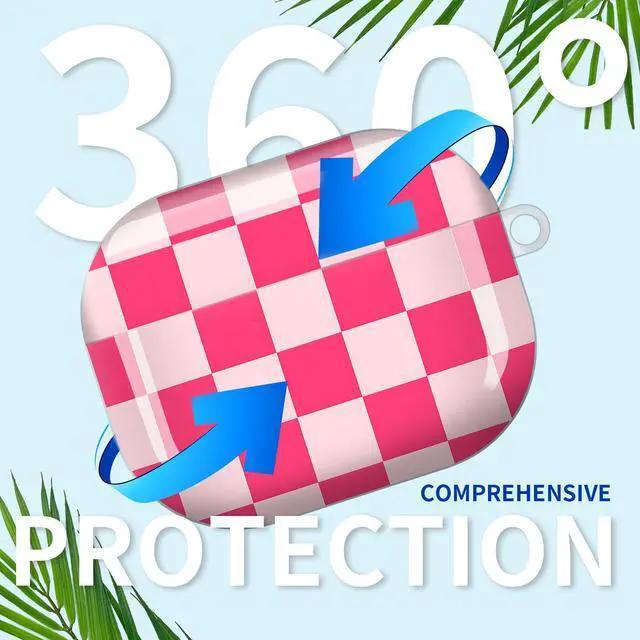 Alt view image 4 of 6 - Compatible with AirPod Pro 3rd Gen(2025) Case,Protective Case for AirPod Pro 3rd Gen, Shockproof with Carabiner, Wireless Charging Compatible for Women Men (Pink Plaid)