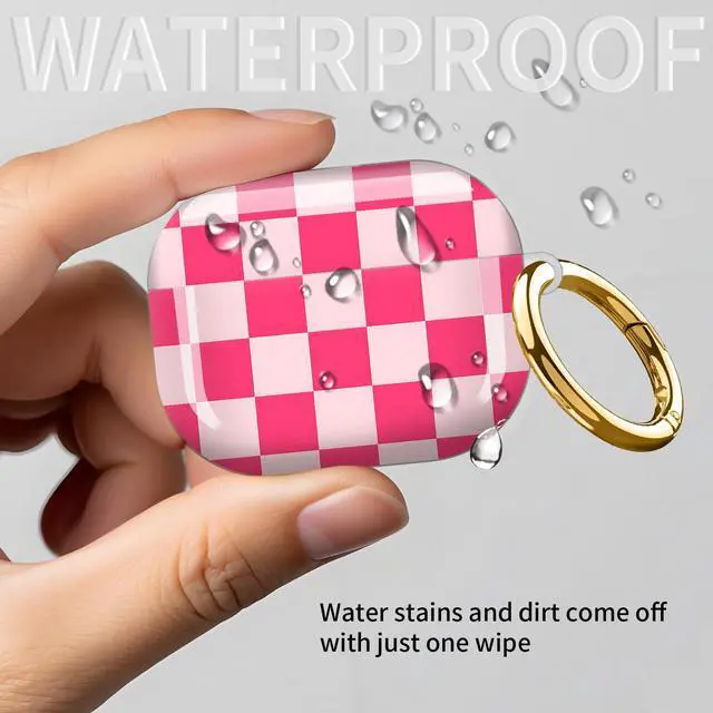Alt view image 6 of 6 - Compatible with AirPod Pro 3rd Gen(2025) Case,Protective Case for AirPod Pro 3rd Gen, Shockproof with Carabiner, Wireless Charging Compatible for Women Men (Pink Plaid)