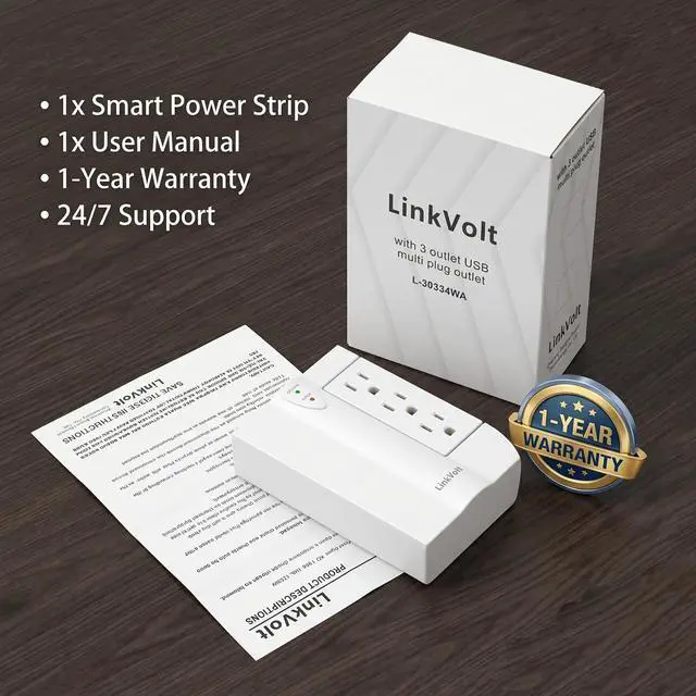 Alt view image 7 of 7 - LINKVOLT Surge Protector Wall Tap Extender 90° with USB Ports 6 AC 1200J 5ft Extension Cord