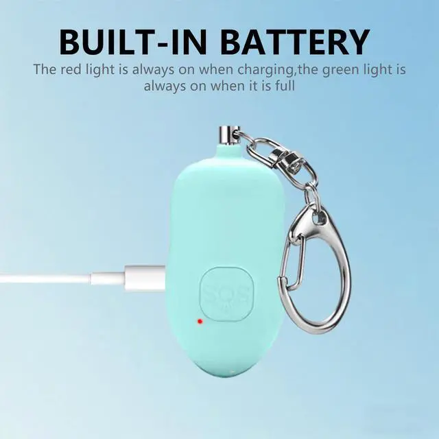 Alt view image 5 of 6 - 130dB Portable Personal Alarm 2-Pack for Self Defense, Rechargeable Keychain with Strobe Light, USB-C Charging SOS Siren for Women, Elderly, Teens, College Students (Black+Blue)