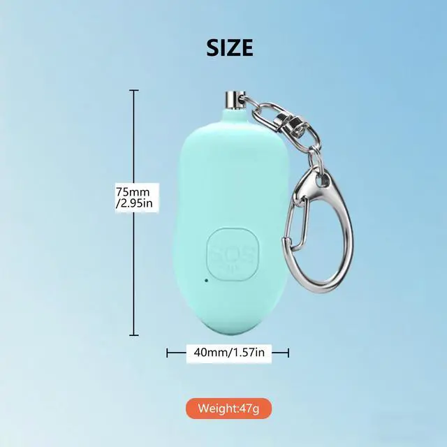 Alt view image 4 of 6 - 130dB Portable Personal Alarm 2-Pack for Self Defense, Rechargeable Keychain with Strobe Light, USB-C Charging SOS Siren for Women, Elderly, Teens, College Students (Black+Blue)