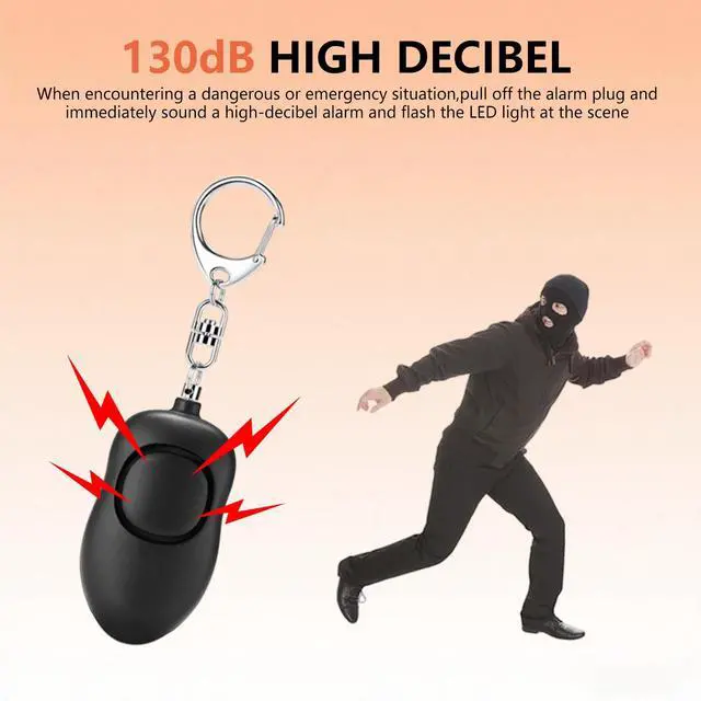 Alt view image 2 of 6 - 130dB Portable Personal Alarm 2-Pack for Self Defense, Rechargeable Keychain with Strobe Light, USB-C Charging SOS Siren for Women, Elderly, Teens, College Students (Black+Black)