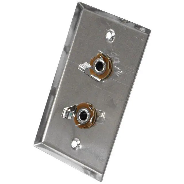 Alt view image 2 of 3 - SA-PLATE20 Stainless Steel Wall Plate with Dual 1/4-Inch TS Mono Jacks