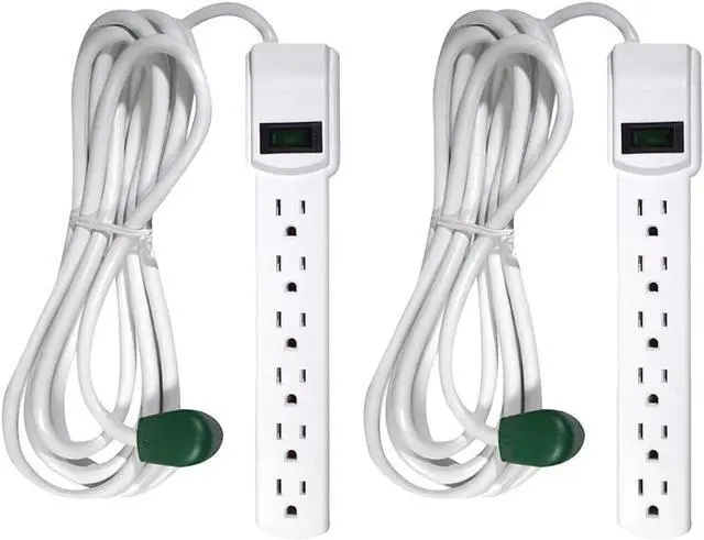 Main image of GoGreen Power Inc. (G-16103M-12-2) 6 Outlet Surge Protector, 12FT Cord, White, 2 Pack