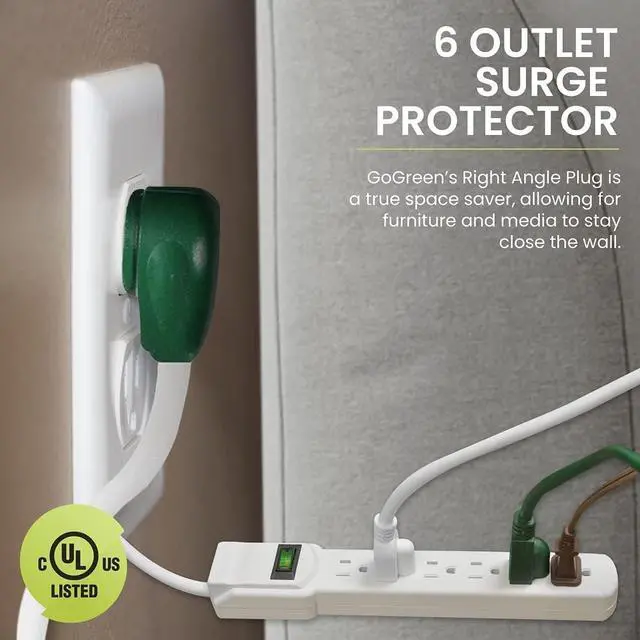 Alt view image 3 of 7 - GoGreen Power Inc. (G-16103M-12-2) 6 Outlet Surge Protector, 12FT Cord, White, 2 Pack