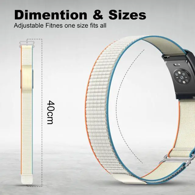 Alt view image 3 of 7 - Bicep Nylon Replacement Band, Compatible with Amazfit Helio Strap Adjustable, Breathable Sport Band for Fitness Tracker, Comfortable for All-Day Wear