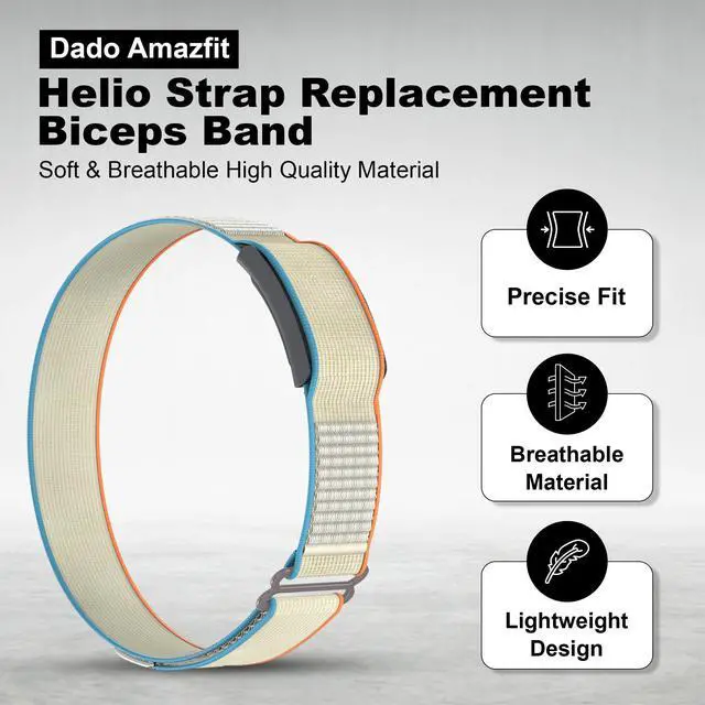 Alt view image 2 of 7 - Bicep Nylon Replacement Band, Compatible with Amazfit Helio Strap Adjustable, Breathable Sport Band for Fitness Tracker, Comfortable for All-Day Wear