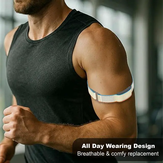 Alt view image 5 of 7 - Bicep Nylon Replacement Band, Compatible with Amazfit Helio Strap Adjustable, Breathable Sport Band for Fitness Tracker, Comfortable for All-Day Wear