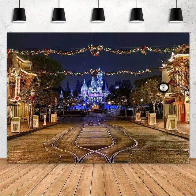 Main image of Castle Night Scene Backdrop Playground Backdrop for Party Decoration 10x7ft | Princess Castle Backdrop, Birthday Party Photobooth Backdrop, Supplies Cake Table Decorations
