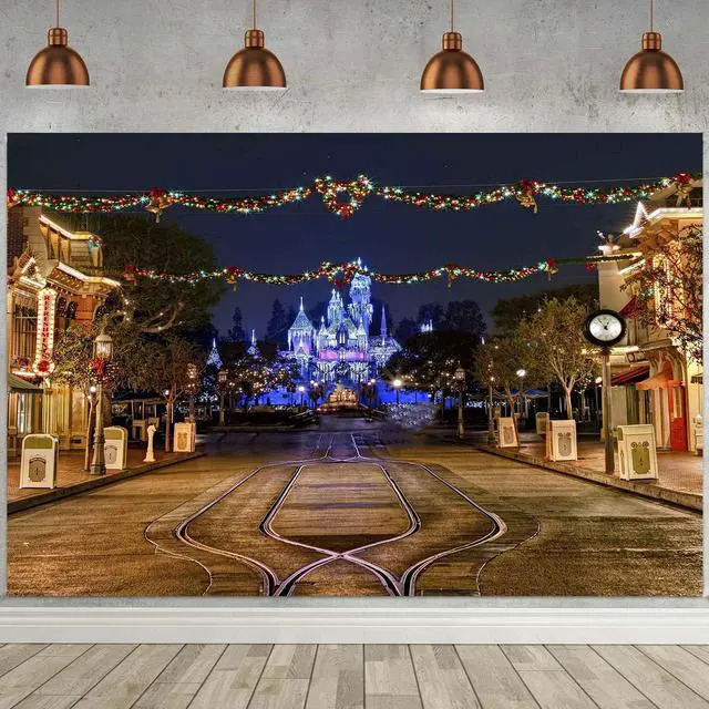Alt view image 2 of 5 - Castle Night Scene Backdrop Playground Backdrop for Party Decoration 10x7ft | Princess Castle Backdrop, Birthday Party Photobooth Backdrop, Supplies Cake Table Decorations