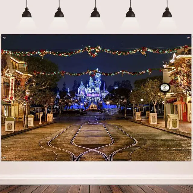 Alt view image 5 of 5 - Castle Night Scene Backdrop Playground Backdrop for Party Decoration 10x7ft | Princess Castle Backdrop, Birthday Party Photobooth Backdrop, Supplies Cake Table Decorations