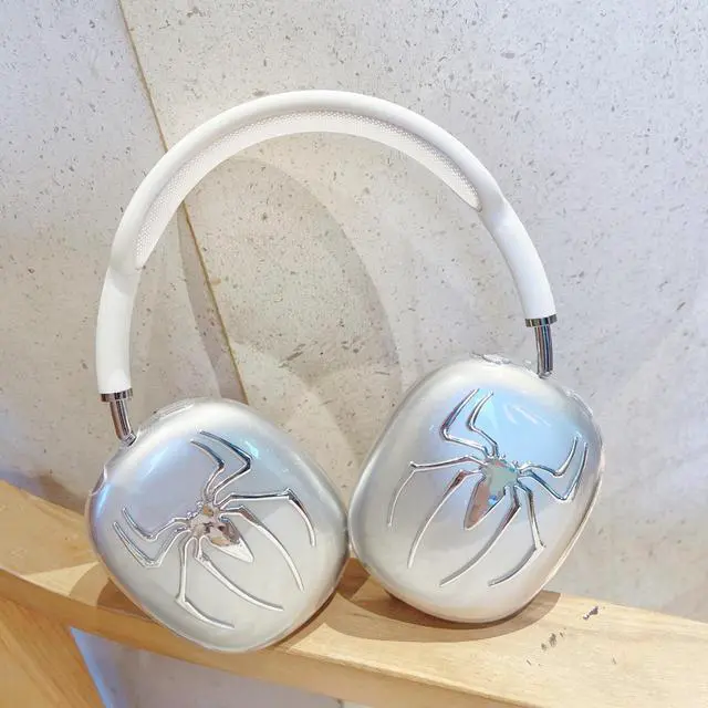 Alt view image 3 of 7 - 3 in 1 Cute Spider for AirPods Max Cover Clear - Luxurious Rhinestones Glittering Web Cool Headphones Case for AirPods Max Ear Cups Cover Protective Accessories w/Ear Pad/Headband for Men Women