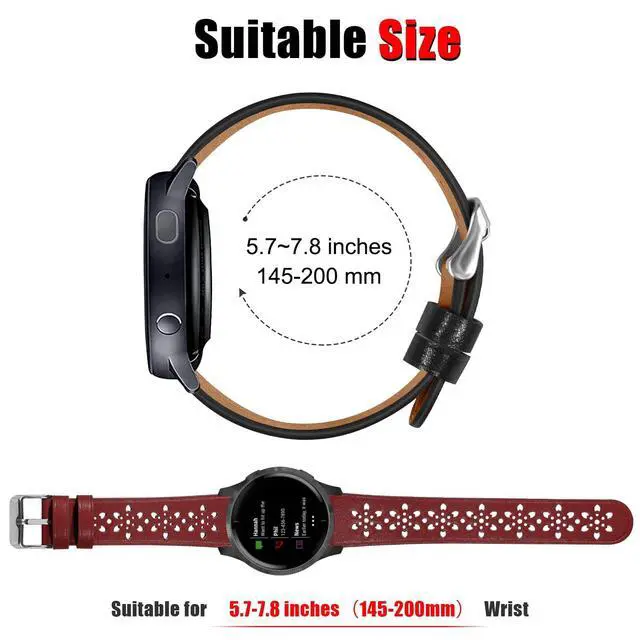 Alt view image 3 of 7 - Lace Leather Band Compatible with Garmin Vivoactive 3/5/Venu/Venu 2 Bands, Women Men, 20mm Breathable Slim Hollow-out Sports Replacement Band