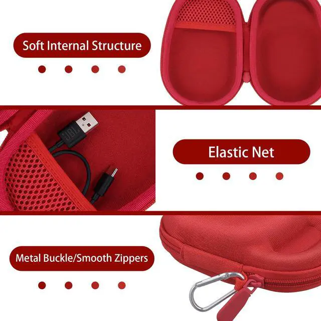 Alt view image 3 of 7 - Hard Case for JBL Clip 5 Speaker, Red | EVA case construction, Water-resistant design, Dust-resistant design, Protective case only