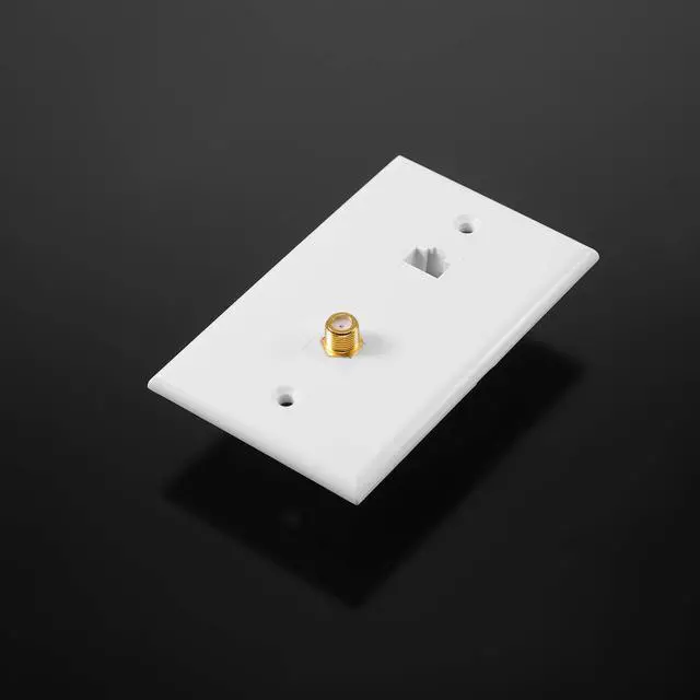 Alt view image 6 of 6 - 4 Pack Ethernet Coax Wall Plates, Cat6 Coax Wall Plate with Ethernet Port and Gold-Plated TV Coaxial Cable F-Type Port(White)