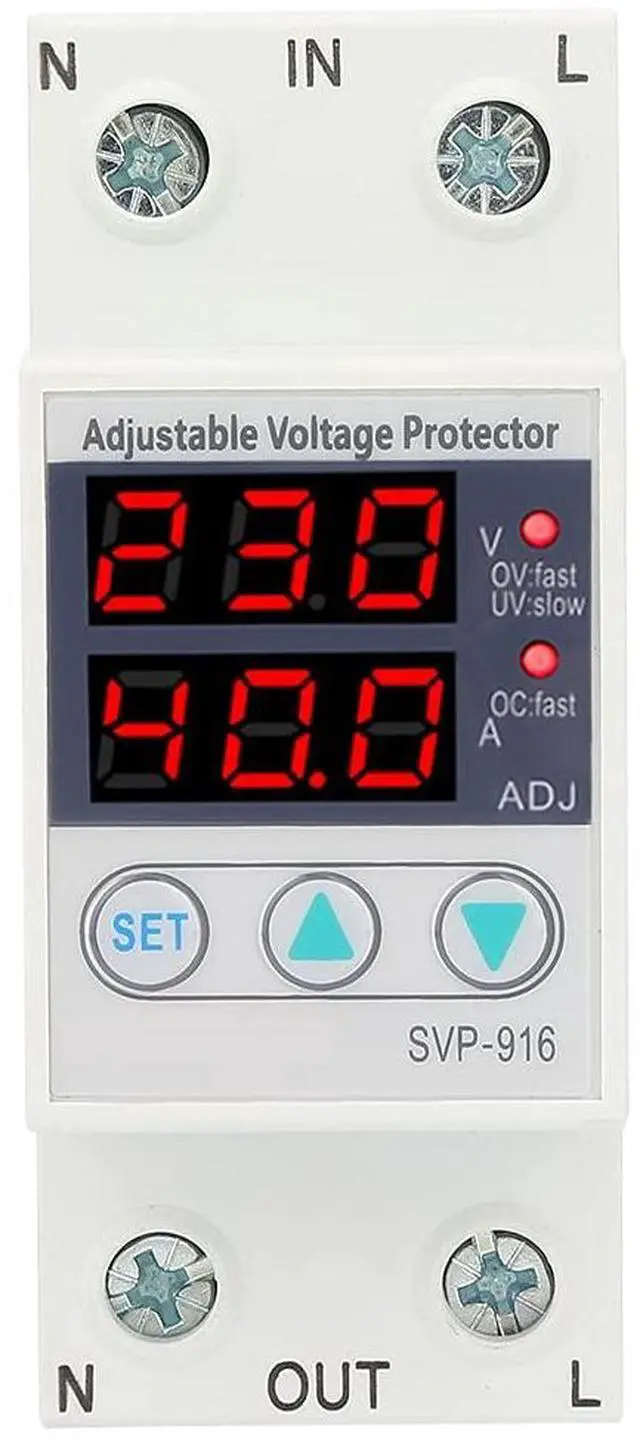 Alt view image 5 of 7 - Single Phase Voltage Current Protector 230VAC Adjustable Over Under Voltage Protection for Appliances(63A)