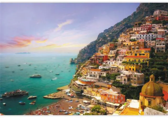 Main image of Italy Positano Town Backdrop 7x5ft European Landscape Backdrops | Fabric Backdrops,Italian Campania Amalfi Coast Sunset Photos,Italian Themed Party,Mediterranean Coastal,Italy Tour Events