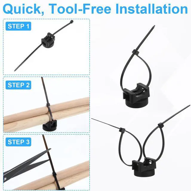 Alt view image 5 of 7 - 120Pcs Magnetic Zip Tie Mounts 20 Heavy-Duty Magnet Bases & 100 Nylon Cable Ties for Strong, Neat Wire Management