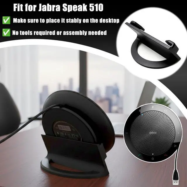 Alt view image 3 of 5 - Stable Desktop Speaker Stand for Jabra Speak 510, with Cable Management | Fits Jabra Speak 510, stable non-slip base, built-in cable management, space saver, no assembly, sturdy desk holder
