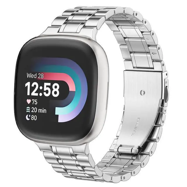 Alt view image 7 of 7 - Solid Stainless Steel Band For Fitbit Versa 4/Versa 3 | Metal Strap,for Fitbit Sense/Sense 2,Women and Men