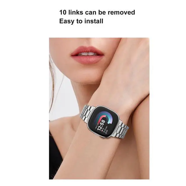 Alt view image 5 of 7 - Solid Stainless Steel Band For Fitbit Versa 4/Versa 3 | Metal Strap,for Fitbit Sense/Sense 2,Women and Men