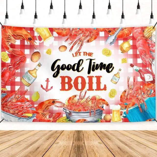 Main image of Crawfish Banner Lobster Backdrop Sign Crab Seafood Boil Party Decor Shrimp Boil Party Supplies