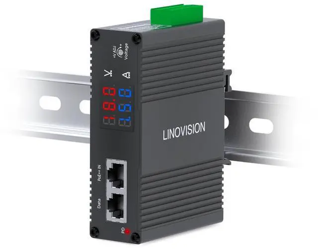 Main image of Industrial 90W PoE++ Splitter, DC 3-36V Output, LED Display | IEEE 802.3 af/at/bt Input | DC 3~36V Adjustable | for PTZ Camera, Access Control Systems