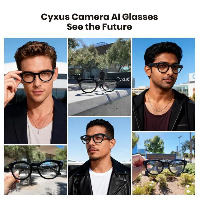 Alt view image 5 of 6 - AI Smart Glasses with Camera 8MP, 4K Photos & 1080P Video Recording AI Q&A Translation TR90 Frame Lightweight Bluetooth 5.4 Music/Calls Fast-Charge