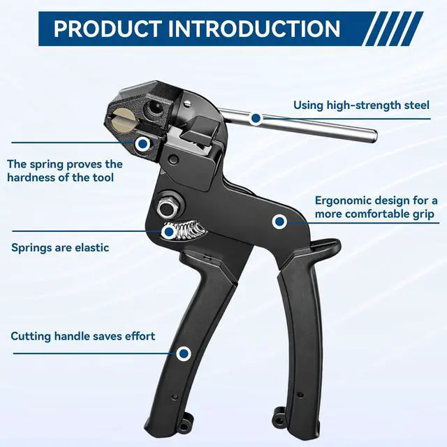 Alt view image 6 of 6 - Stainless Steel Cable Tie Gun with 100Pcs 11.8 inch Metal Zip Ties Tool, Special Tool For Fastening and Cutting Steel Zip Ties, UV Resistant Chain Link Fence Parts for Fence Exhaust Pipe Outdoor
