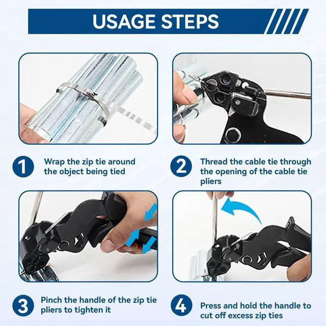 Alt view image 5 of 6 - Stainless Steel Cable Tie Gun with 100Pcs 11.8 inch Metal Zip Ties Tool, Special Tool For Fastening and Cutting Steel Zip Ties, UV Resistant Chain Link Fence Parts for Fence Exhaust Pipe Outdoor