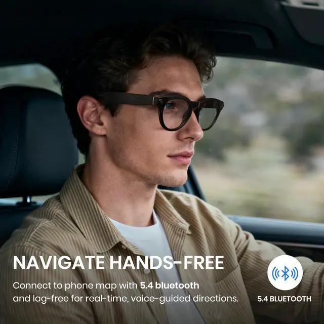 Alt view image 6 of 6 - AI Smart Glasses with Camera 8MP, 4K Photos & 1080P Video Recording AI Q&A Translation TR90 Frame Lightweight Bluetooth 5.4 Music/Calls Fast-Charge