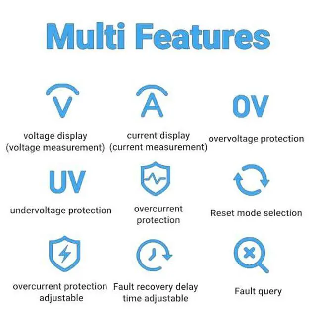 Alt view image 7 of 7 - Single Phase Voltage Protector Adjustable Over Under Voltage Protector 230VAC Current Protector for Home Appliances(40A)