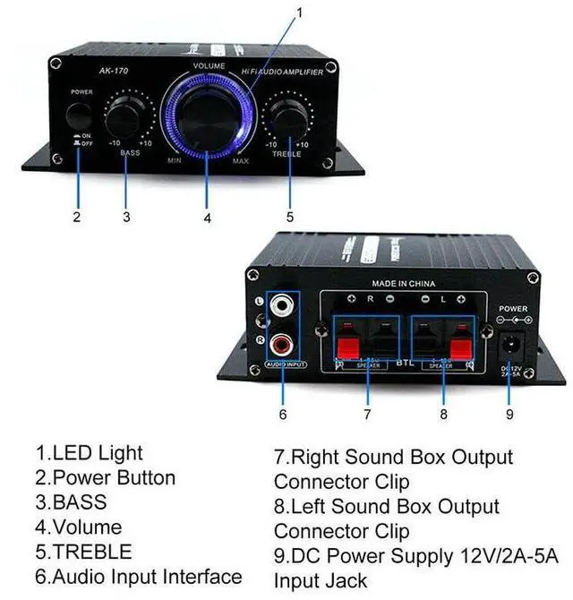 Alt view image 6 of 6 - 12V 400W Aluminum HiFi Audio Amplifier Car Stereo Mini Power Amplifier, Stereo Audio Amplifier for Home Cars, Motorcycles