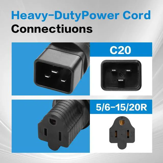Alt view image 2 of 6 - 2 Pack IEC C20 to NEMA 5-15R Power Adapter 15A 125V NEMA 5-15P to C20 AC Power Converter for PDUs and Network Equipment