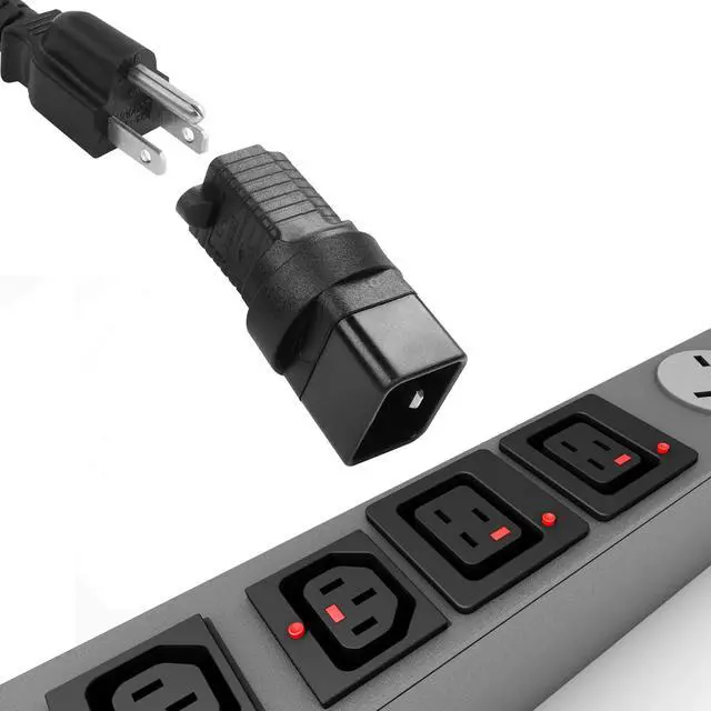 Alt view image 3 of 6 - 2 Pack IEC C20 to NEMA 5-15R Power Adapter 15A 125V NEMA 5-15P to C20 AC Power Converter for PDUs and Network Equipment