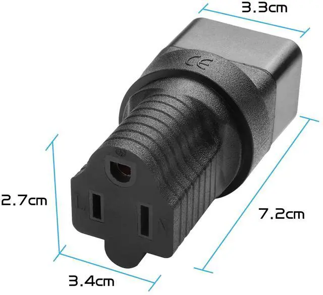 Alt view image 4 of 6 - 2 Pack IEC C20 to NEMA 5-15R Power Adapter 15A 125V NEMA 5-15P to C20 AC Power Converter for PDUs and Network Equipment