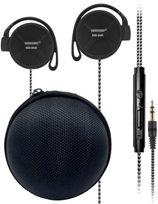 Main image of Comfortable Kids On-Ear Headphones for School with Soft Sponge Cushions, Adjustable Earhooks, 3.5mm Jack, and Headphone Case - Perfect for Tablets and Computers (Black)