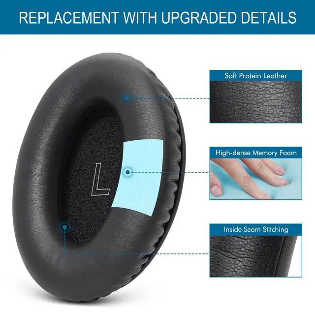 Alt view image 3 of 7 - Ear Pads for Bose A30 Headset, Replacement Ear Cushions for Aviation 30 | Upgraded Protein Leather Thicken Memory Foam (Black)