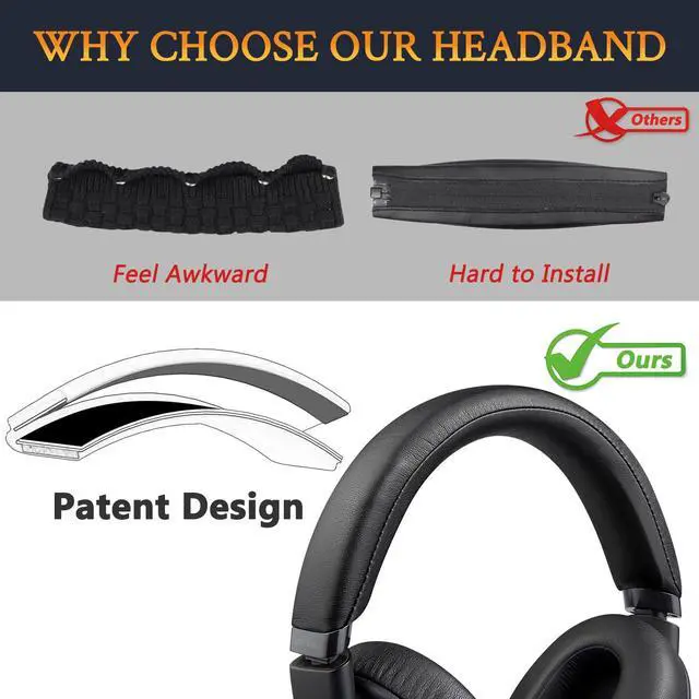 Alt view image 3 of 6 - Headband for Sony MDR-1A/MDR-1AM2 - Black