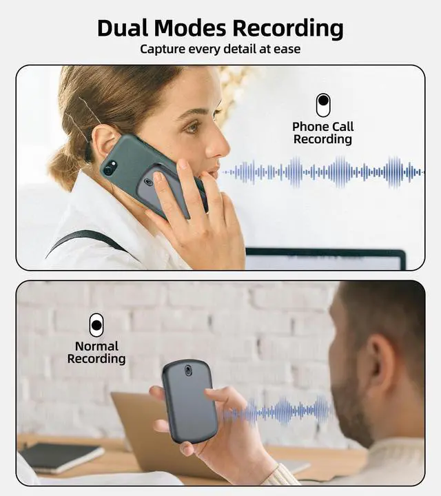 Alt view image 3 of 7 - AI Note Taker Transcription with APP 128GB Voice Recorder for Phone Call | 24 Hours Battery Life,32+ Languages,Real-Time Transcription,Magnetic backside,Offline Recording Recorder for Lecture,Meeting