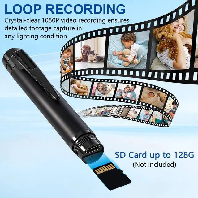 Alt view image 2 of 4 - Portable Pen Camera HD Video Recorder, Compact Body Cam with Motion Detection, No WiFi, No SD Card Included