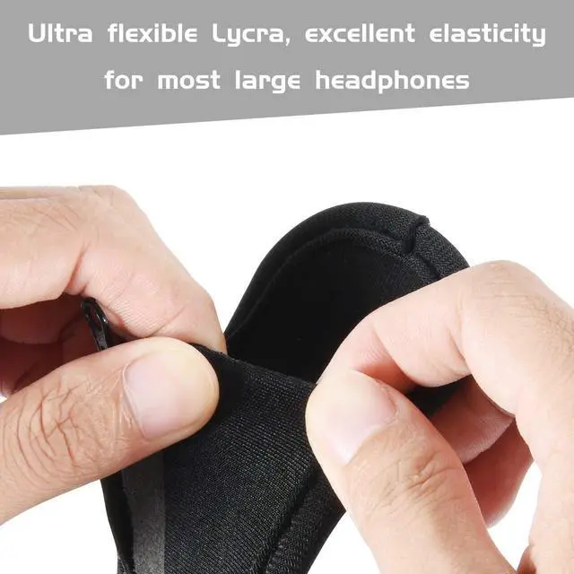 Alt view image 5 of 7 - Large Sized Replacement Headband Cushion Pad Cover Head Band Protector with Zipper, Headband Cover Cushion Protector Pad for Headphones (Max for 2-1/2''W Cushion pad, Black)