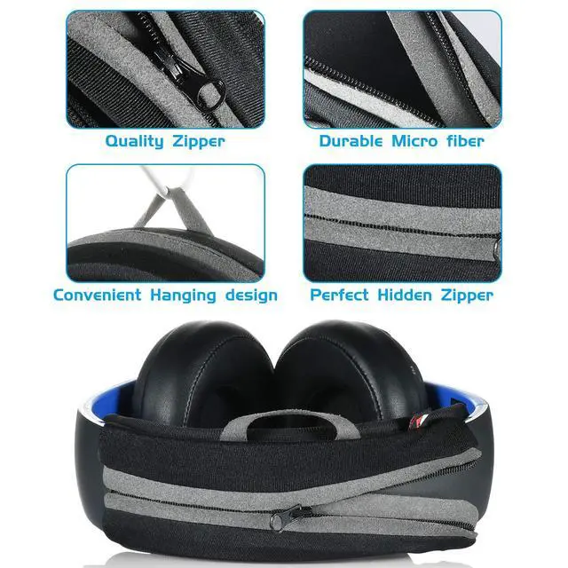 Alt view image 6 of 7 - Large Sized Replacement Headband Cushion Pad Cover Head Band Protector with Zipper, Headband Cover Cushion Protector Pad for Headphones (Max for 2-1/2''W Cushion pad, Black)