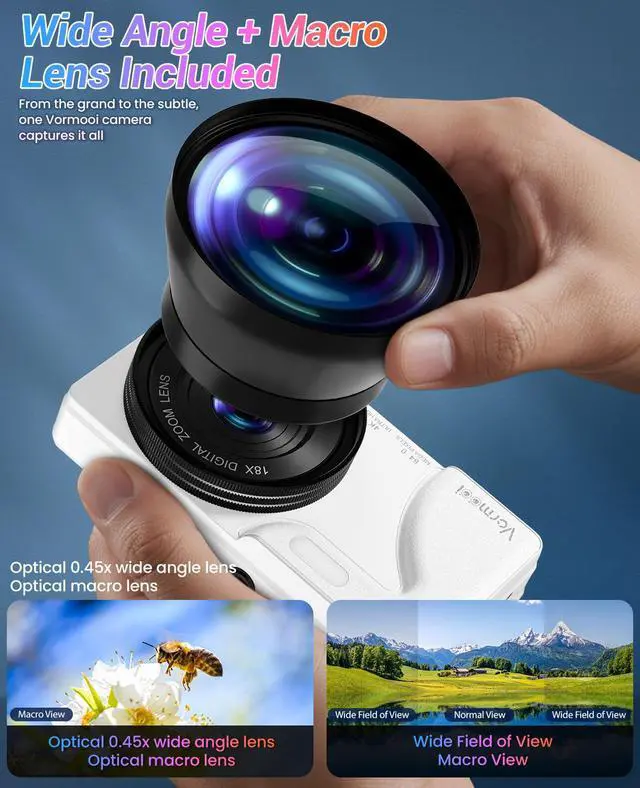 Alt view image 4 of 6 - 4K Digital Camera for Photography Autofocus,18X Zoom, 64MP Portable Pocket Camera for Vlogging Travel Video, Compact Point and Shoot Digital Camera for Beginners with 64GB Card